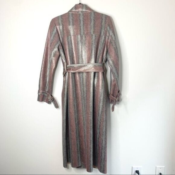 Laffaire Snakeskin Print Long Trench Coat Double Breasted  Button Belted Medium - Picture 12 of 12